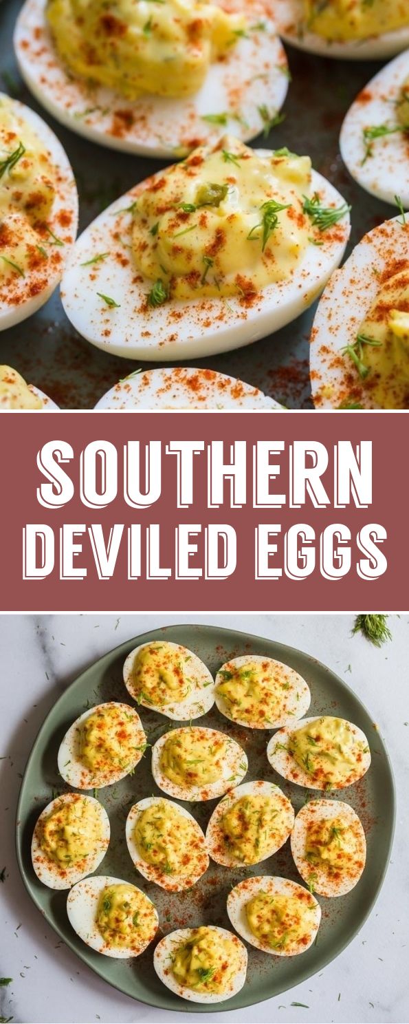 deviled eggs with cheese and herbs in them on a plate next to the deviled eggs