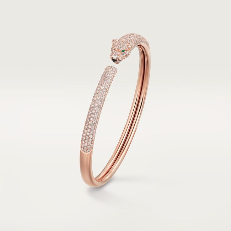 Panthère de Cartier bracelet Luxury Rose Gold Bracelets, Cartier Rose Gold Bracelet Jewelry, Cartier Gold Bracelet For Formal Occasions, Cartier Rose Gold Formal Bangle, Luxury Cartier Diamond Bracelet, Luxury Cartier Bangle Bracelets, Luxury Cartier Bangle Bracelet, Formal Cartier Bangle With 17 Jewels, Luxury Cartier Gold Bangle Bracelet