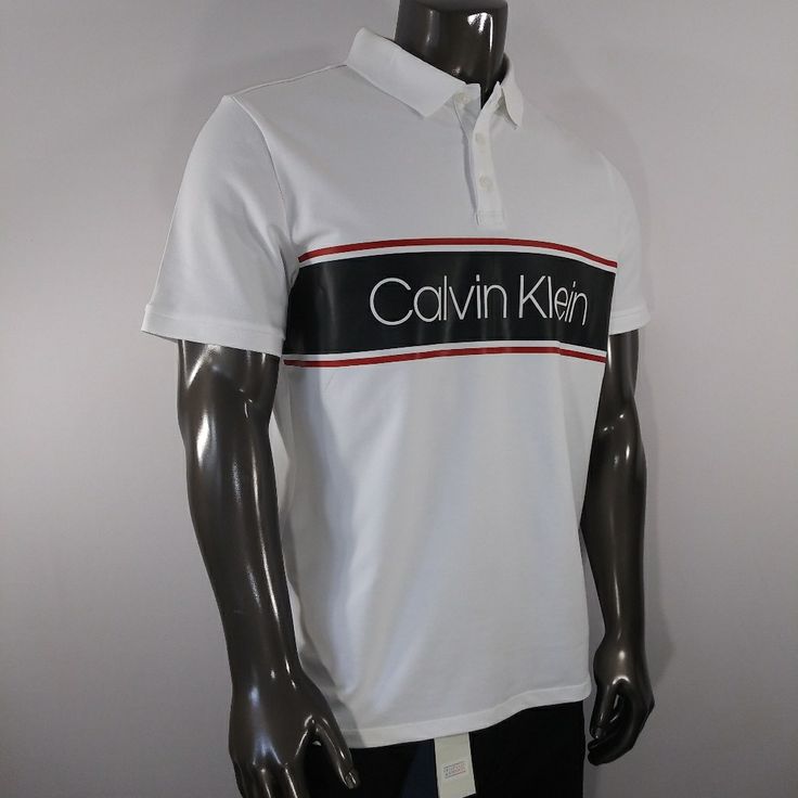 Calvin Klein White Polo With Painted Logo ( Stretch) 97% Cotton & 3% Elastane Collared Tops With Logo Print For Summer, Summer Collared Tops With Logo Print, Summer Collared Top With Logo Print, Classic Logo Print Tops For Spring, Classic Fitted Tops With Logo Print, Calvin Klein Casual Collared Top, White Fitted Top With Logo Print, Casual Collared Tops By Calvin Klein, Casual Calvin Klein Collared Top