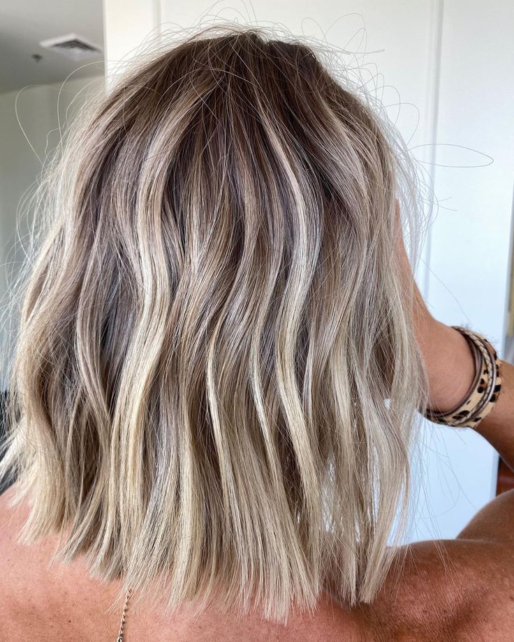 Short Hairstyles Blonde Highlights, Bob Haircut With Soft Blonde Balayage, Highlights And Lowlights With Shadow Root, Shirt Blonde Balayage, Brunette To Blonde Root Melt, Short Hair Reverse Balayage, Full Head Foils Blonde On Brown Hair, Ashy Highlights On Dark Hair Short, Blonde Bob With Dimension