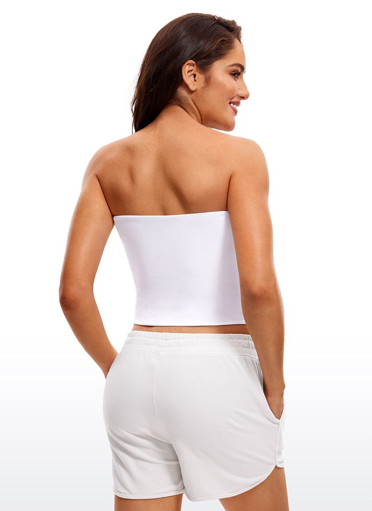 Butterluxe collection features super soft and stretchy high-quality fabric. Tight tube tops are designed with double-lined and an elastic top trim for offering safe feeling and showing flattering back line. Ideal for everyday support, casual, going out and daily wear. Feature & Fitting: 
 Butterluxe collection 
 Design for casual wear 
 No built-in bra, Tight fit 
 Elastic top trim, Double lined 
 Fabric: 
 Extremely Soft, luxurious comfort and lightweight 
 Ultra stretchy, very gently compr Strapless Tube Top With Built-in Bra For Workout, Workout Bandeau Tube Top With Built-in Bra, Seamless Bandeau Crop Top In Elastane, Strapless Stretch Elastane Crop Top, Stretch Strapless Elastane Tube Top, Stretch Elastane Strapless Tube Top, Fitted Tube Top With Built-in Bra For Workout, Stretch Strapless Elastane Tank Top, Strapless Stretch Elastane Tank Top