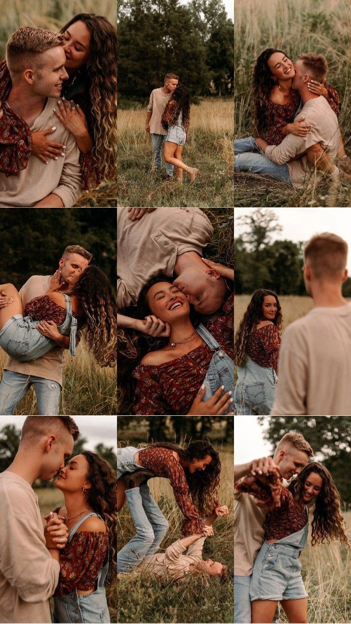 two people are kissing in the grass and one person has his head on another woman's shoulder