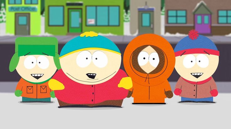 the south park characters are wearing winter coats