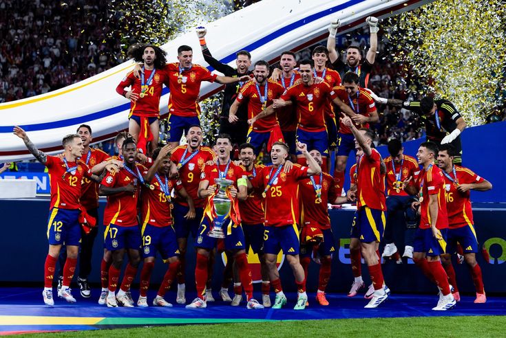 the spain team celebrate with their trophy after winning the euro 2012 final soccer match against croatia