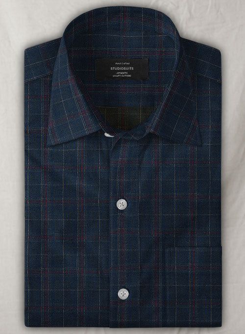 Make mornings a little easier with our Plaid Corduroy Shirt. 
 
 Leaning towards casual but capable of taking on a more laid-back day at the office, the shirt is crafted in cotton, giving a textured character to the navy check. Relaxed custom fit with good room for movement creating a comfortable and relaxed silhouette. 
 Made according to your measurements for the special you. 
 
 Pamper yourself, get this shirt made exclusively for you now! Cotton Grid Pattern Button-up Shirt, Business Casual Plaid Shirt With Spread Collar, Plaid Spread Collar Shirt For Business Casual, Fall Cotton Shirt With Grid Pattern, Business Casual Plaid Cotton Flannel Shirt, Plaid Cotton Flannel Shirt For Business Casual, Classic Yarn-dyed Cotton Flannel Shirt, Business Casual Cotton Flannel Shirt For Fall, Classic Plaid Cotton Shirt