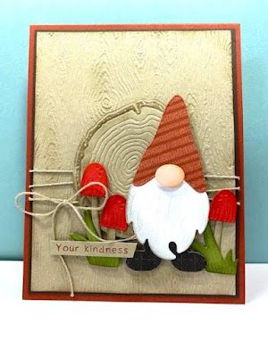 a card with an image of a gnome on it