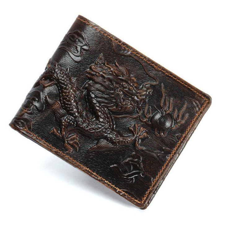 Product information: Material: cow leather Cortical features: top layer cowhide Closure: open Shape: Horizontal Condition: New Gender: Male Popular elements: folds Color classification: 1 Style: Crazy Horse Leather Vertical Dragon Pattern, 2 Style: Oil Leather Horizontal Dragon Pattern, 3 Style: Oil Leather Vertical Dragon Pattern, 4 Style: Oil Leather Vertical Light Dragon Pattern, 5 Style: Dark Coffee Vertical Section dragon pattern Lining material: polyester cotton Applicable object: youth Style: short wallet Size Information: Packing list Men's wallet*1 Mens Wallets, Leather Card Holder Wallet, Cute Wallets, Handmade Wallets, Dragon Pattern, Short Wallet, Coin Bag, Genuine Leather Wallets, Dragon Design