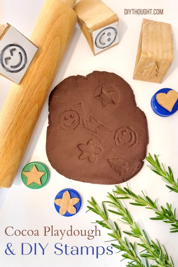 chocolate playdough and diy stamps for kids to make with their own hands