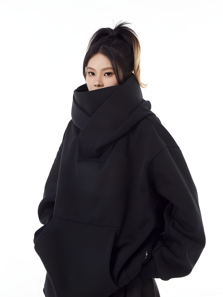 Ninja Hoodie, High Neck Sweatshirt, Vintage Fleece, Mode Abaya, Y2k Clothing, Japanese Streetwear, Sweat Hoodie, 가을 패션, Oversized Hoodie