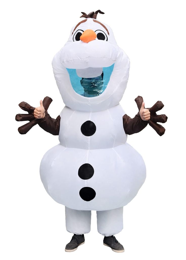 an inflatable snowman costume is shown