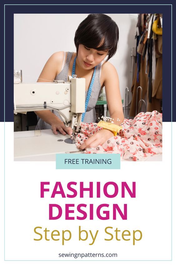 a woman is working on a sewing machine with the text free training fashion design step by step