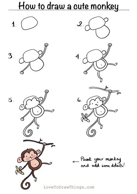 how to draw a cute monkey for kids with easy step by step instructions and pictures