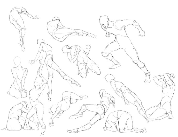 a line drawing of people doing different poses