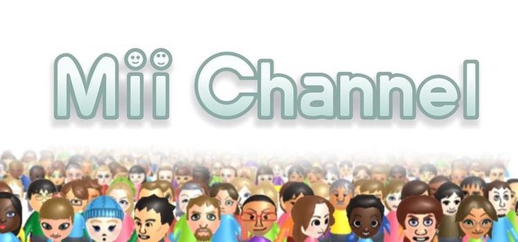 a large group of people with the words mii channel on it's side