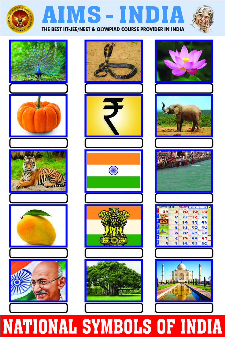 the national symbols of india are displayed on this poster for kids to learn how to read them