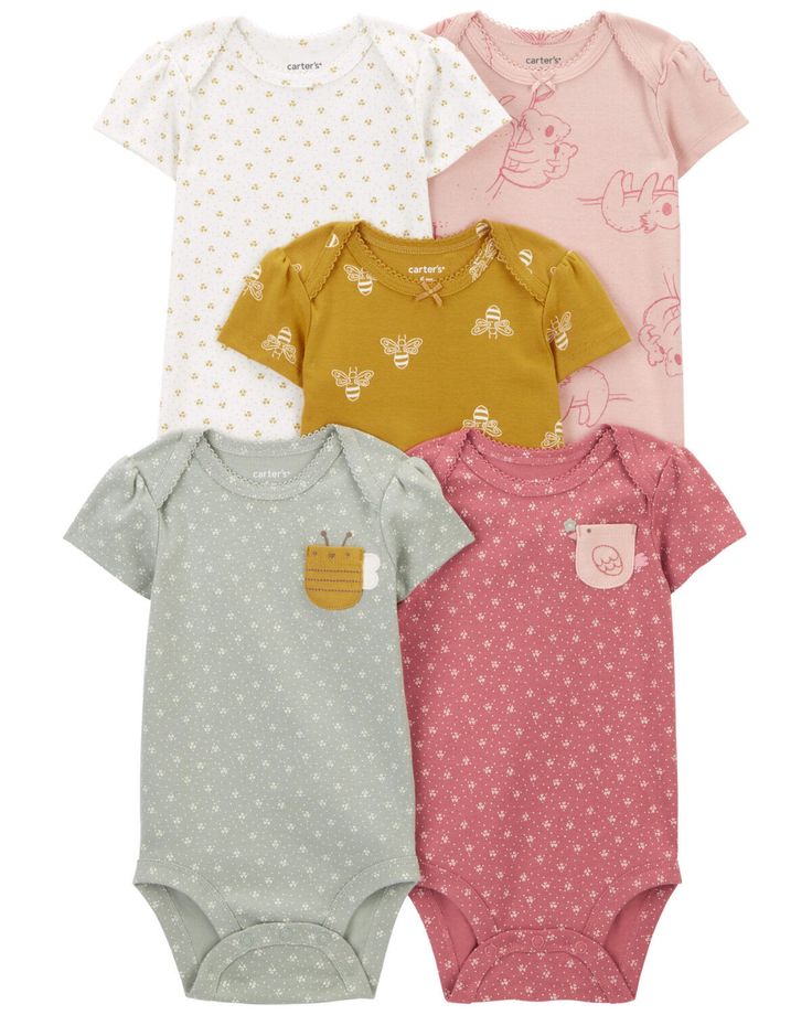 Multi Baby 5-Pack Short-Sleeve Bodysuits | carters.com Etsy Baby Clothes, Old Baby Clothes, Bebe Clothing, Woman Costumes, Starting A Family, Baby 5, Baby Wishlist, Baby #5, Birthday Songs