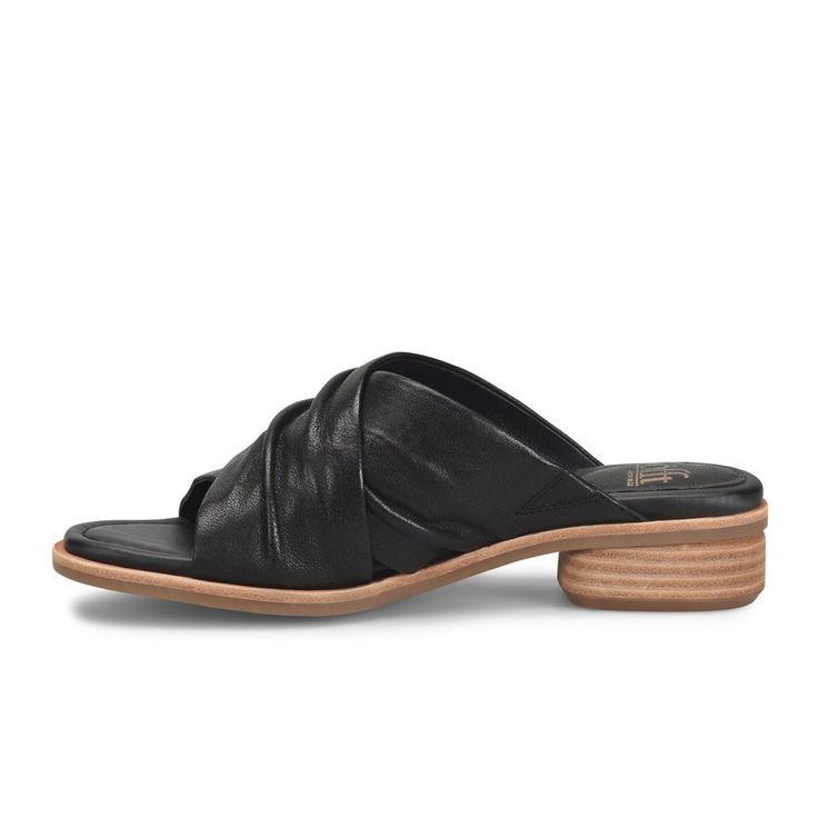 The Fallon Sandal in Black for Women from Sofft. Whether you're dressing up or keeping it casual, this Italian leather slide adds a touch of luxury to every day. Its supple yet sleek design is the perfect complement to flowy maxi dresses or laid-back denim. Offered in Italian leathers Leather lining Synthetic-lined footbed, cushioned for extra comfort Flexible, slip-resistant TPR outsole with leather welt Rounded stacked heel Heel Height: 1 1/2 inches Flowy Maxi Dress, Leather Slides, Black 7, Sandal Women, Stacked Heel, Slide Sandals, Italian Leather, Maxi Dresses, Sleek Design