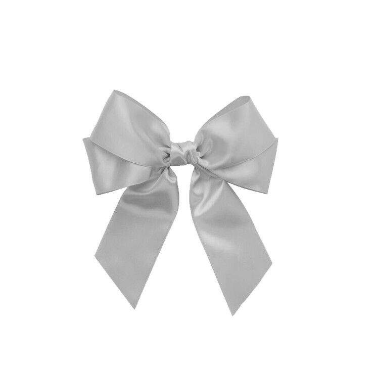 a large silver bow on a white background