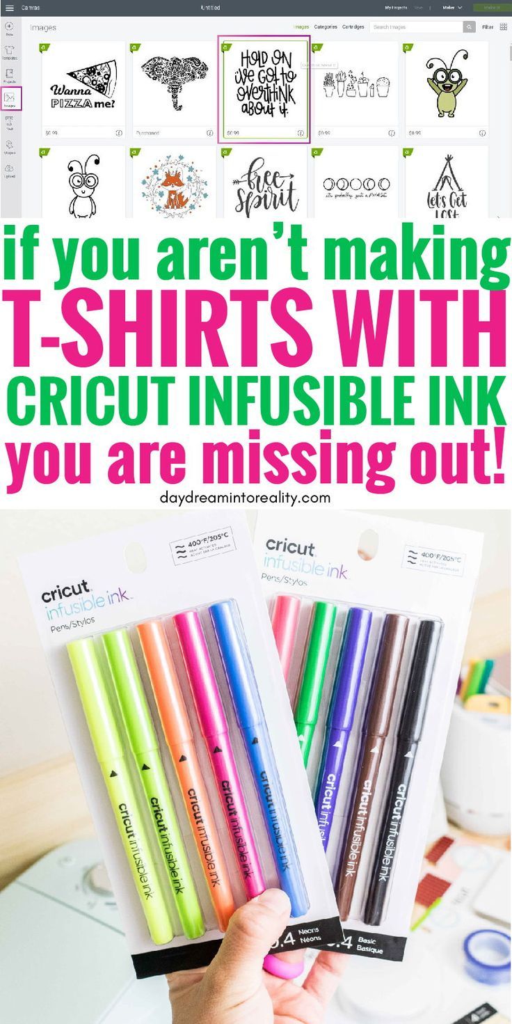 someone is holding up some cricut pens in front of the camera and text that says, if you aren't making t - shirts with cricut insible ink, you are missing out