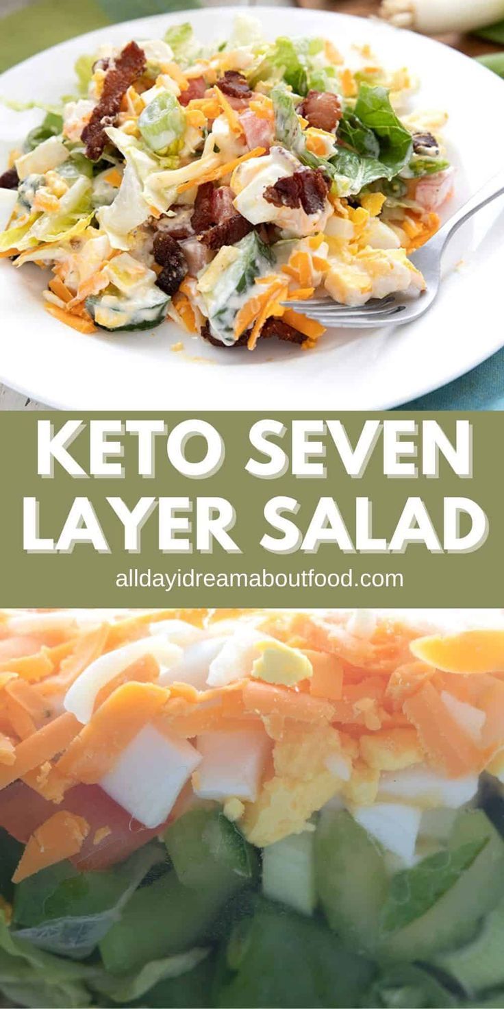 keto seven layer salad with carrots, celery and lettuce