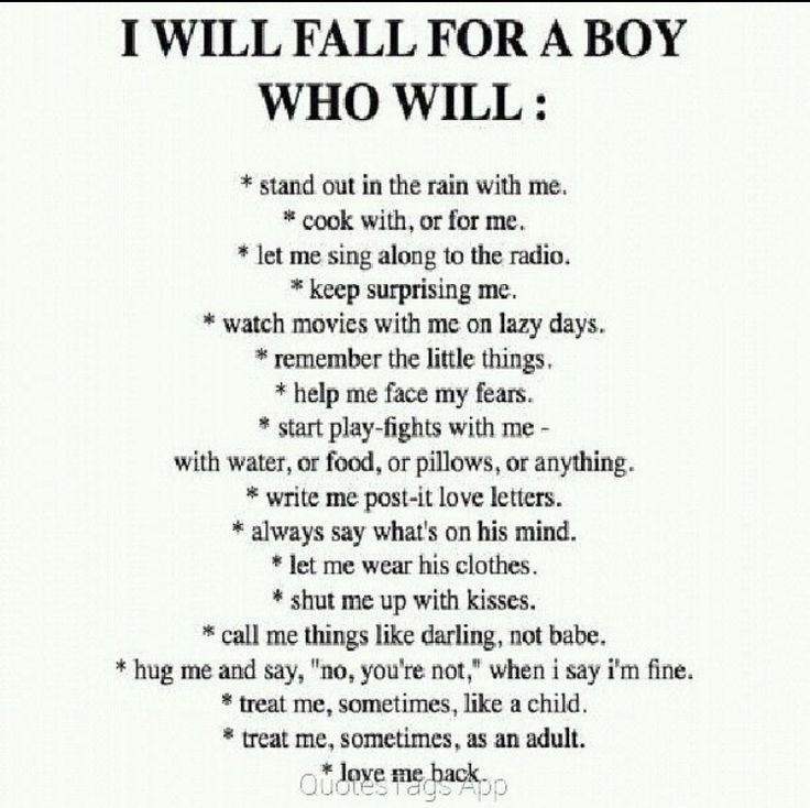 a poem written in black and white with the words i will fall for a boy who will