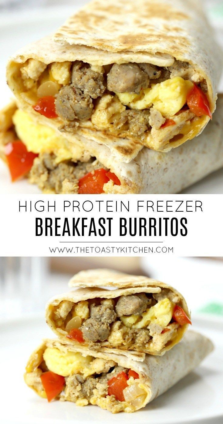 two breakfast burritos stacked on top of each other