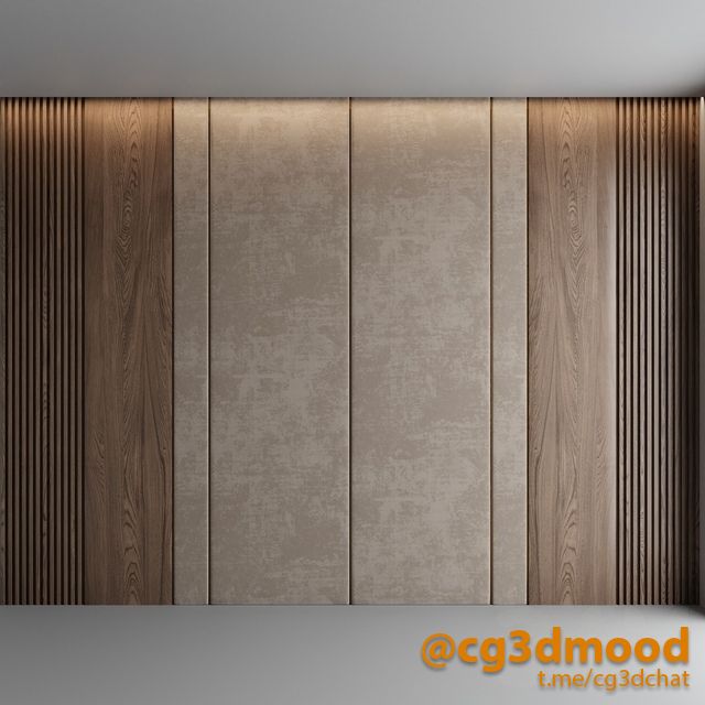 an empty room with wood paneling on the walls