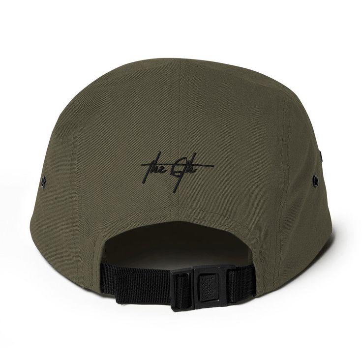 This camper style cap has a low profile and nylon strap clip closure. Comfortable and classic! • 100% cotton • Soft-structured • Five panel • Low profile • Metal eyelets • Nylon strap clip closure Adjustable Military 5-panel Snapback Hat, Adjustable Military Style 5-panel Snapback Hat, Green 5-panel Dad Hat, Military Style Adjustable Snapback Hat For Outdoor Activities, Military Style Adjustable Snapback Hat For Outdoor, Adjustable Military Snapback Hat For Outdoor Activities, Adjustable Outdoor Dad Hat With Logo Patch, Functional 5-panel Snapback Hat For Streetwear, Outdoor Canvas Snapback Dad Hat