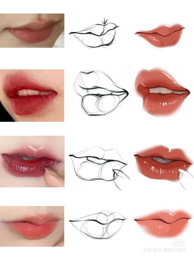 various lips with different shapes and colors