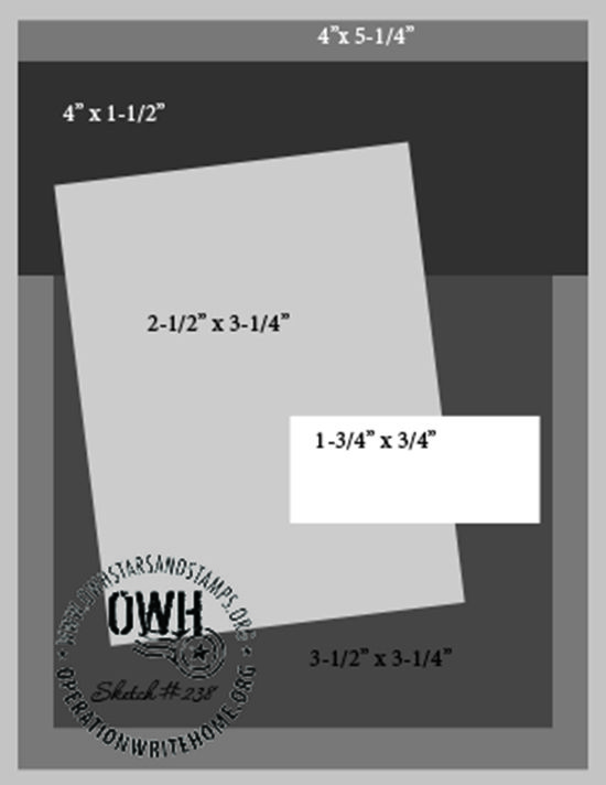 the measurements for each piece of paper are shown in black and white, with one side missing