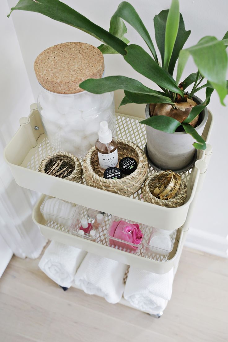 a white tray with some plants and other items on it