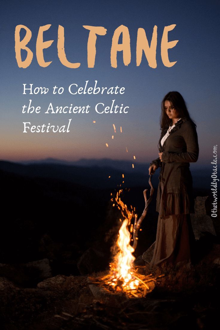 a woman standing in front of a fire with the words, how to celebrate the ancient celtic festival