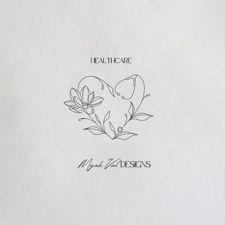 a drawing of a heart with flowers on it