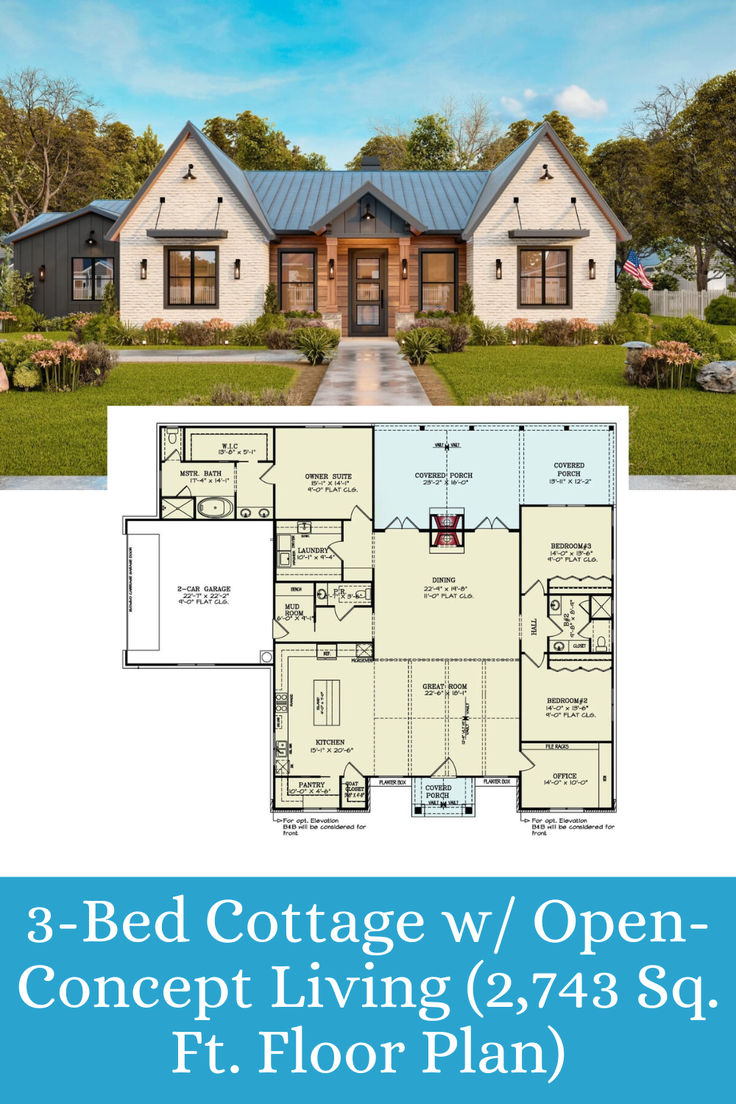 the 3 bed cottage w / open concept living 2, 478 sq ft floor plan