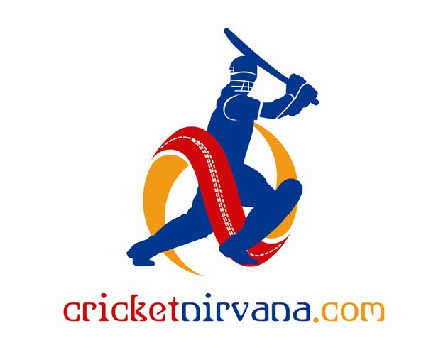 the cricket nirvana logo with a man holding a bat in his hand and wearing a helmet