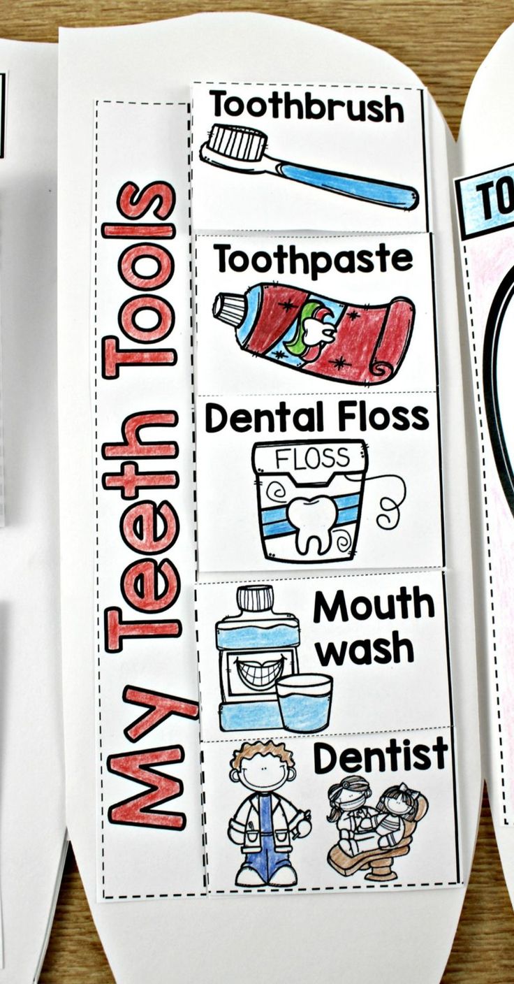 an open book with toothbrushes and dental floss