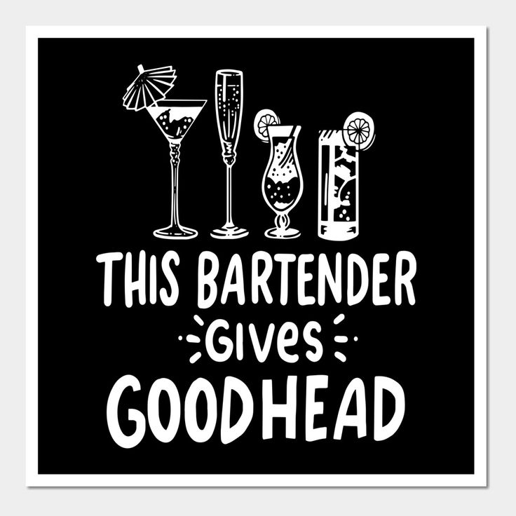 this bartender gives goodhead poster with two martinis and a cocktail glass on it