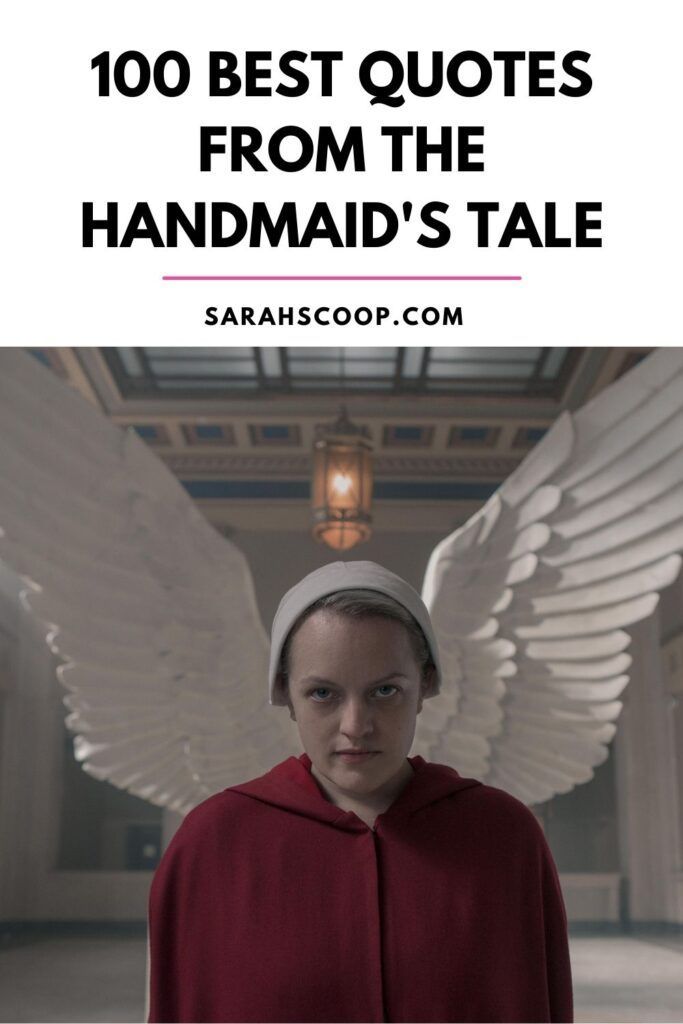 a woman with angel wings and the words, 100 best quotes from the handmaid's tale