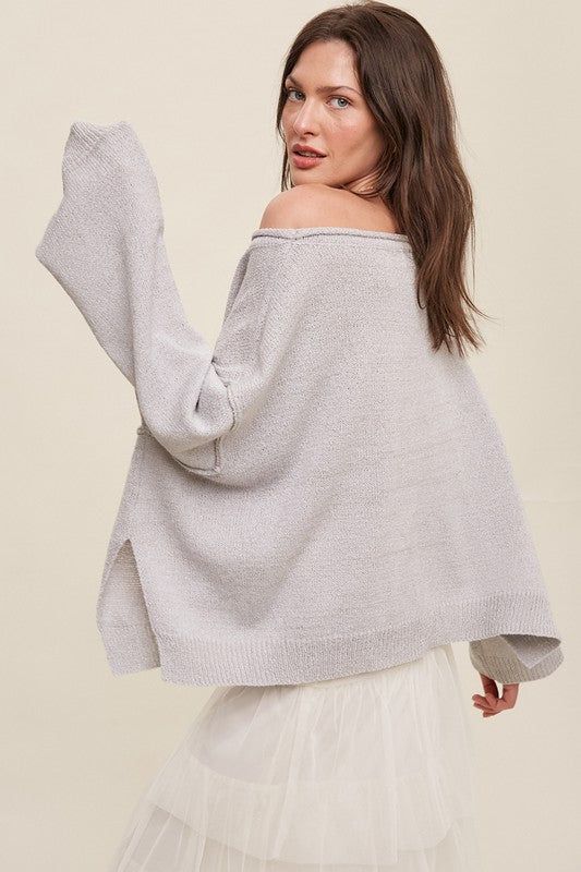 Slouchy meets sultry in a roomy sweater designed to show off a shoulder.Material: 65% acrylic 35% polyamide Stretch: Moderate stretch Care: Machine wash cold, gentle cycle, tumble dry low. Imported Model is 5' 9.5" 34-24-34.5 and wearing a size Small Product measurements: S: 33.0 (Bust), 20.5 (Length) M: 33.5 (Bust), 21.0 (Length) L: 34.0 (Bust), 21.5 (Length) Spring Jumpsuits, Oversized Cropped Sweater, Plus Jumpsuit, Crop Pullover, Clothing Shops, Sequin Outfit, Cropped Knit Sweater, Oversize Knit, Oversized Knitted Sweaters