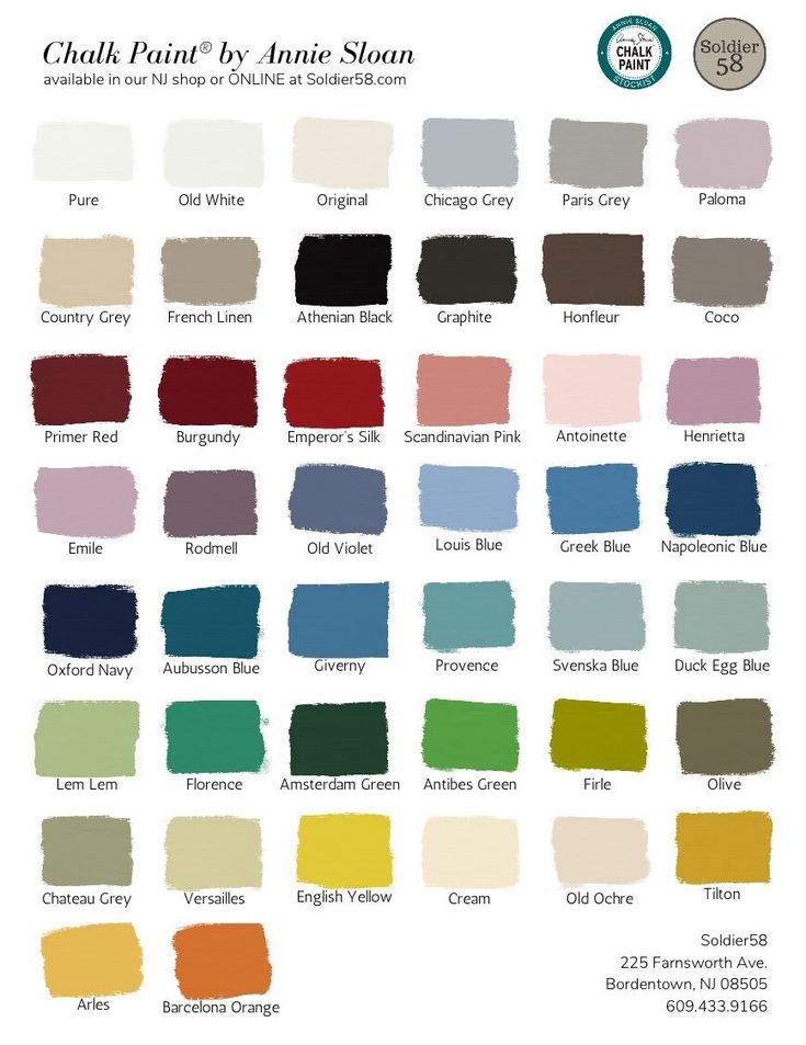 the color chart for chalk paint by annie sloan