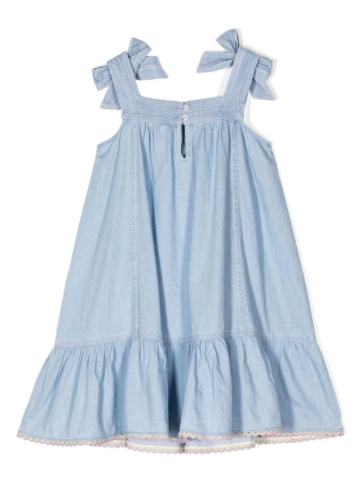 ZIMMERMANN Kids Halcyon Sleeveless Denim Dress - Farfetch Sleeveless Denim Dress, Dress With Jean Jacket, Girls Casual Dresses, Spring 2025, Dolce And Gabbana Kids, Dress Zara, Zara Dress, Stella Mccartney Kids, Skirted Swimwear