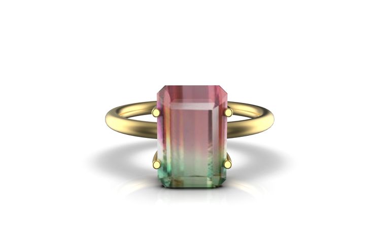 Emerald cut Shape Watermelon Ring In Solid Gold / Wedding Gift Ring / Anniversary Ring..../ Christmas Gift Ring/ Best Gift For Tourmaline gemstone Lover / Surprised Your Love With This Beautiful Ring Watermelon Tourmaline encompasses the harmonious blend of Pink and Green Tourmaline. Its peaceful energy promotes a blissful state of being - that inner place of joy, love, compassion and gratitude for life. ----------------------------------------------------------------------- Item description - s Elegant Faceted Tourmaline Ring, Emerald-cut Tourmaline Wedding Jewelry, Emerald Cut Tourmaline Wedding Jewelry, Faceted Tourmaline Ring Gift, Formal Tourmaline Solitaire Jewelry, Emerald Cut Tourmaline Promise Ring, Tourmaline Solitaire Ring For Wedding, Anniversary Tourmaline Solitaire Jewelry, Anniversary Tourmaline Solitaire Ring