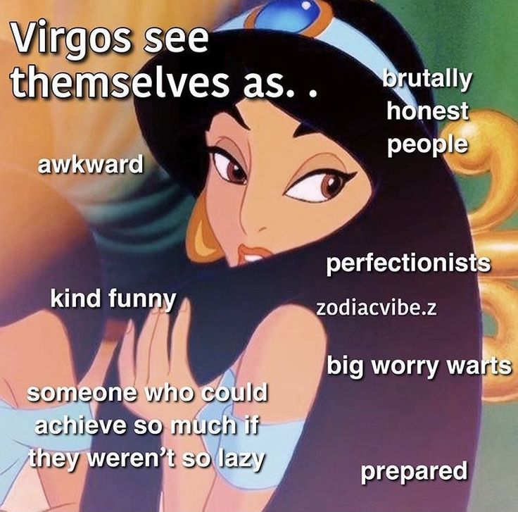 an image of a cartoon character with the words virgos see themselves as