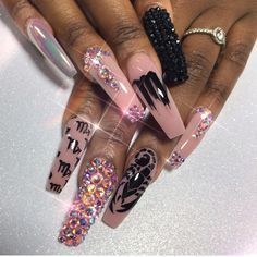 Birthday Nails Scorpio, Nails Scorpio, Colorful Nail, Stiletto Nails Designs, Coffin Nails Long, Birthday Nails, Coffin Nails Designs, Fire Nails, Bling Nails