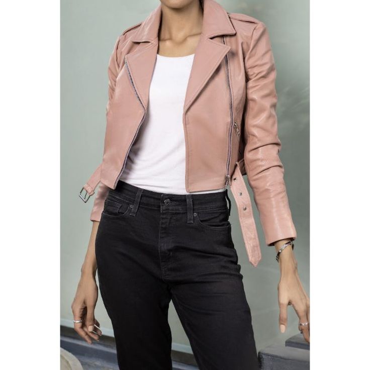 Elevate your wardrobe with our Chic Women's Cropped Leather Jacket. This stylish and versatile outerwear piece is designed for the modern woman who values both fashion and function. Crafted from premium, supple leather, this jacket offers a sleek silhouette that enhances any outfit, whether casual or sophisticated. The cropped cut provides a contemporary twist on the classic leather jacket, making it perfect for layering over dresses, blouses, or even a simple tee. Featuring a tailored fit, zipp Elegant Leather Biker Jacket For Spring, Spring Leather Fitted Biker Jacket, Chic Fitted Leather Biker Jacket, Trendy Fitted Leather Jacket, Trendy Fitted Leather Jacket For Fall, Sleek Leather Jacket With Asymmetrical Zip For Fall, Sleek Fitted Leather Jacket For Fall, Fitted Leather Cropped Jacket For Spring, Trendy Leather Jacket With Long Sleeves