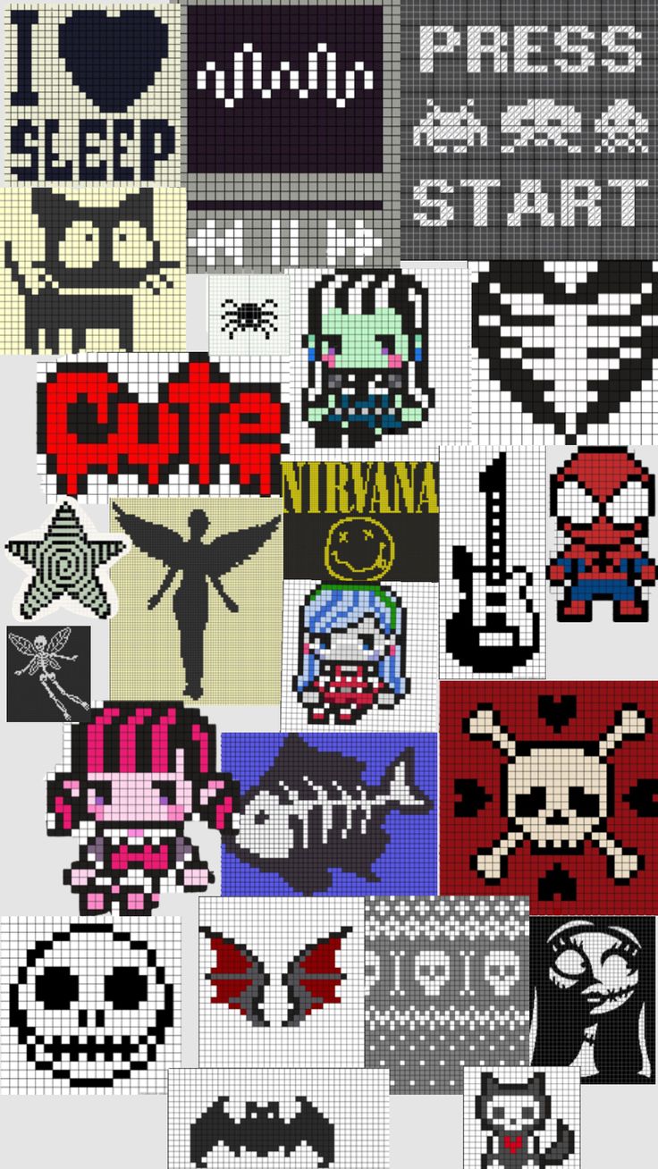 an image of pixel art with many different types of logos on it, including the logo for