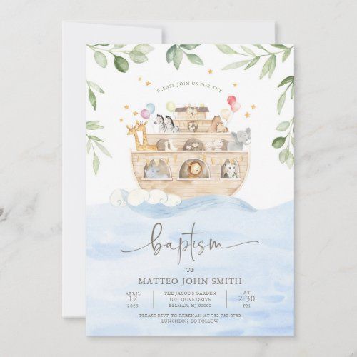 a watercolor noah baby shower with animals on the boat