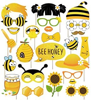 bee honey photo booth props for children's birthday party or baby shower decorations, set of 20