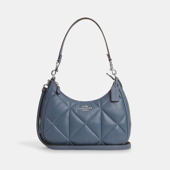 COACH® | Teri Hobo With Puffy Diamond Quilting Studded Bag, Coach Outlet, Silver Lights, Diamond Quilt, Hobo Handbags, Quilted Leather, Nappa Leather, Hobo Bag, 4 H