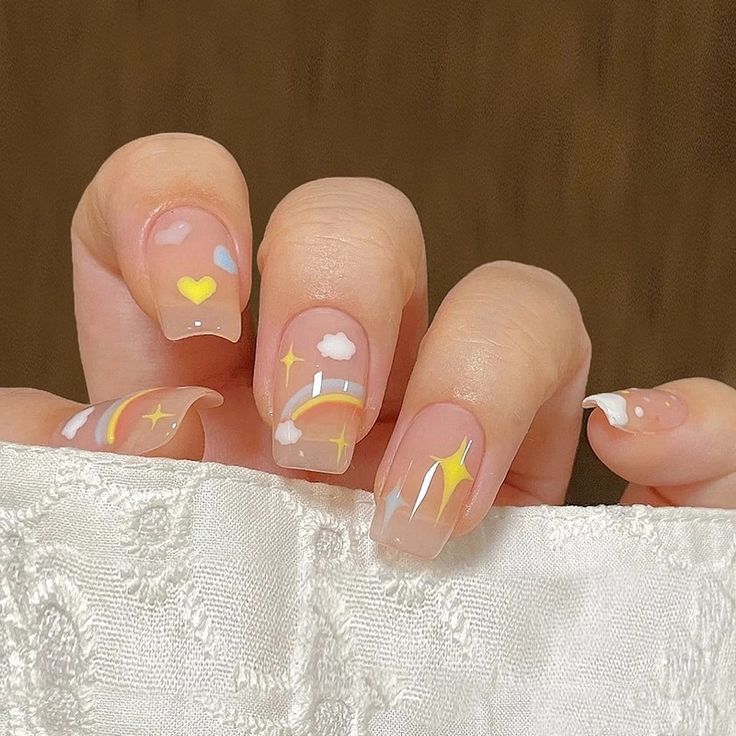 Press On Nail Art, Nails Ballerina, Rainbow Nail Art, Rainbow Nail, Short Press On Nails, Nagel Tips, Colorful Nails, Nail Type, Makijaż Smokey Eye